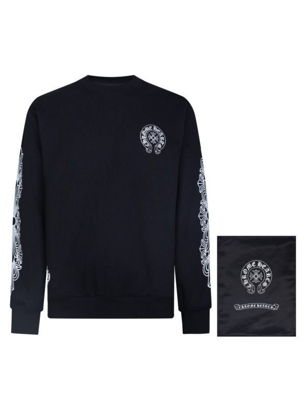 13434631009385023 CHROME HEARTS ラウンドネックパーカー 黑