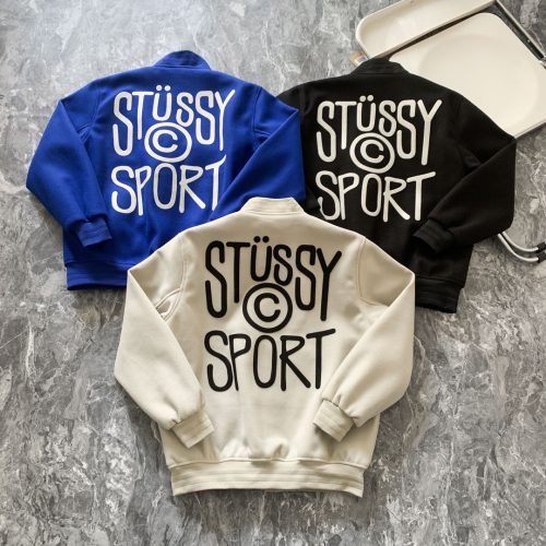 Stussy ベースボールジャケット 背面ロゴプリント マルチカラー