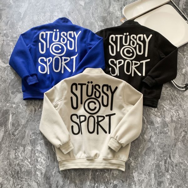 Stussy ベースボールジャケット 背面ロゴプリント マルチカラー