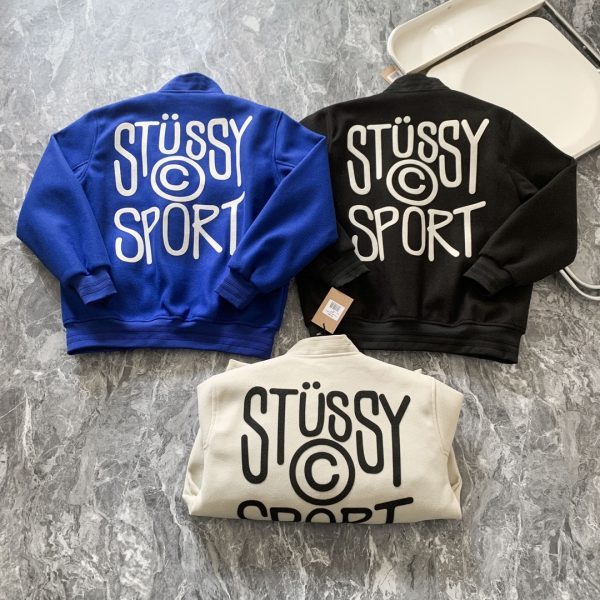 Stussy ベースボールジャケット 背面ロゴプリント マルチカラー