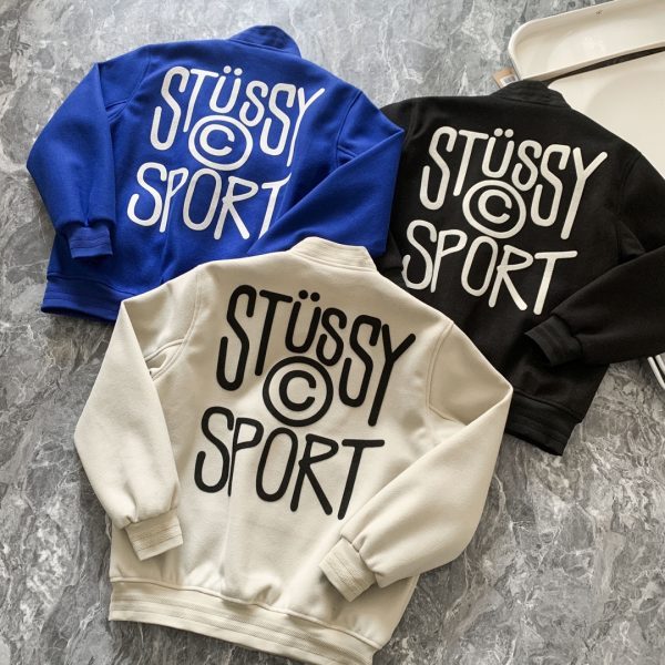 Stussy ベースボールジャケット 背面ロゴプリント マルチカラー