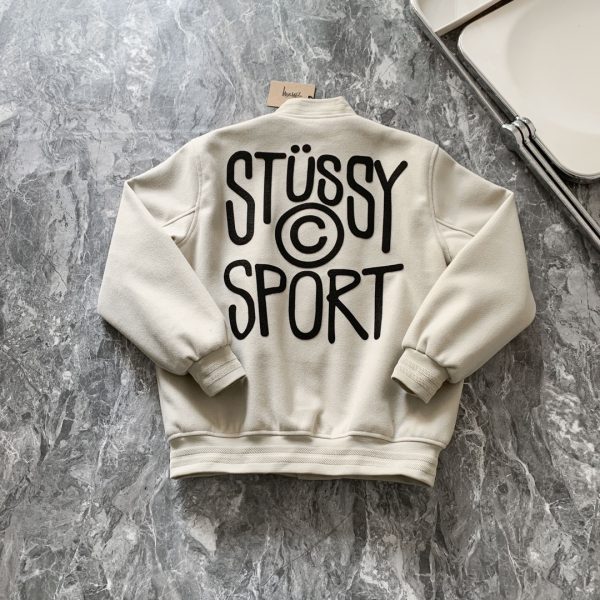 Stussy ベースボールジャケット 背面ロゴプリント マルチカラー