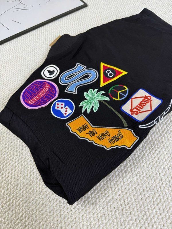 Stussy ベースボールジャケット 刺繍パッチ ブラック
