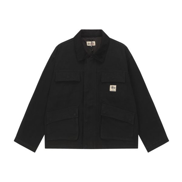 Stussy ワークジャケット コーデュロイ襟 ブラック