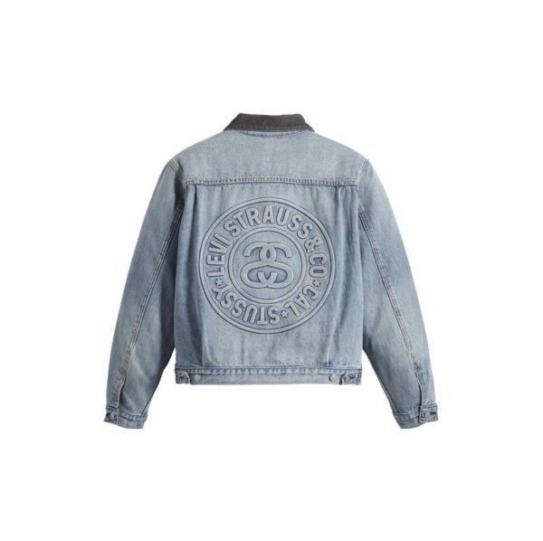 Stussy×Levi's デニムジャケット 刺繍徽章 グレーブルー