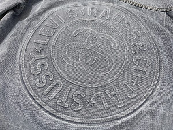 Stussy×Levi's デニムジャケット 刺繍徽章 グレーブルー