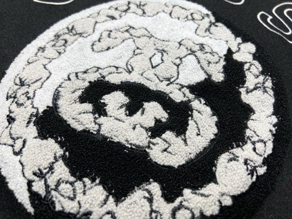 Stussy ベースボールジャケット スカル刺繍 ブラック