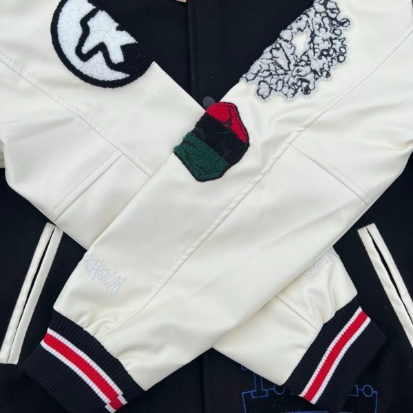 Stussy ベースボールジャケット スカル刺繍 ブラック