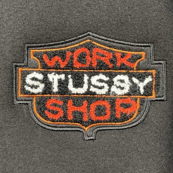 Stussy ベースボールジャケット スカル刺繍 ブラック