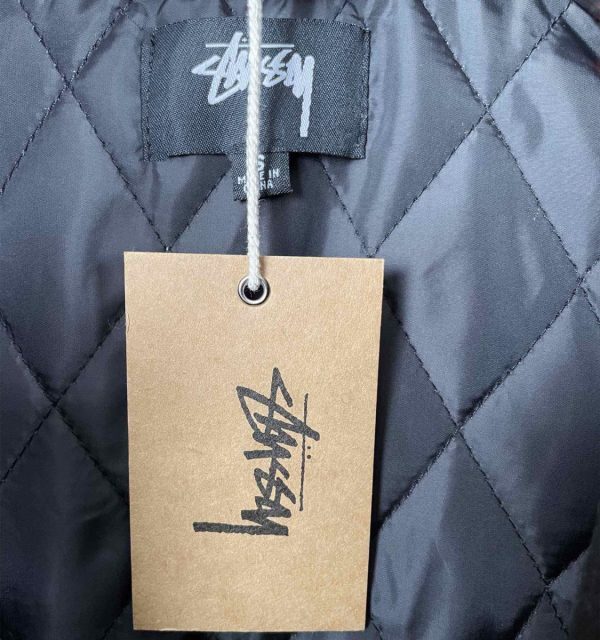 Stussy ベースボールジャケット スカル刺繍 ブラック