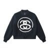 Stussy ベースボールジャケット 刺繍パッチ ブラック×ホワイト