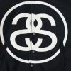Stussy ベースボールジャケット 刺繍パッチ ブラック×ホワイト