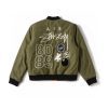Stussy×Nike ベースボールジャケット スウォッシュ刺繍 オリーブ