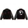 Stussy ベースボールジャケット 地球刺繍 ブラック
