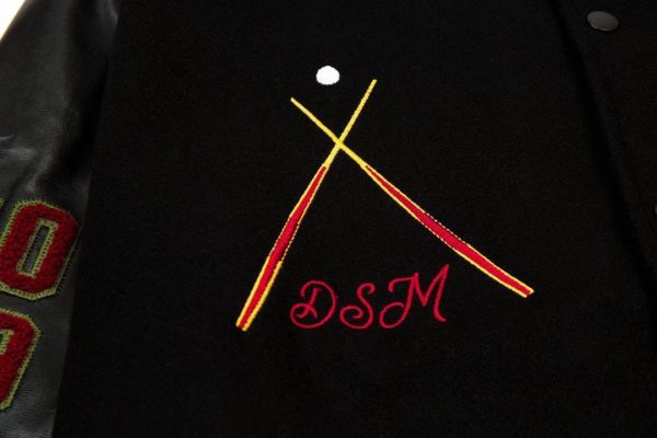 Stussy ベースボールジャケット 地球刺繍 ブラック