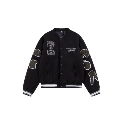Stussy ベースボールジャケット シティ刺繍 ブラック