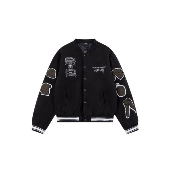 Stussy ベースボールジャケット シティ刺繍 ブラック