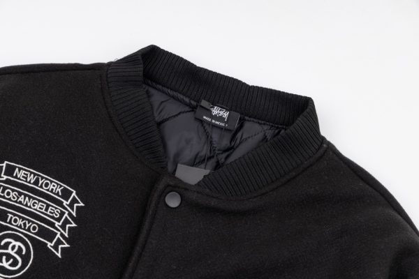 Stussy ベースボールジャケット シティ刺繍 ブラック