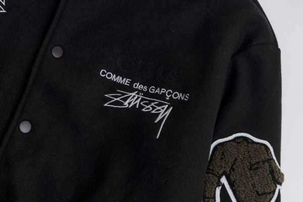 Stussy ベースボールジャケット シティ刺繍 ブラック