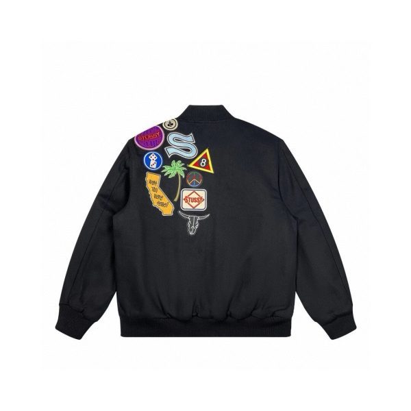 Stussy ベースボールジャケット パッチ ブラック