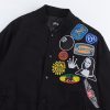 Stussy ベースボールジャケット パッチ ブラック