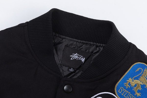 Stussy ベースボールジャケット パッチ ブラック