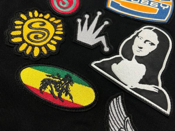 Stussy ベースボールジャケット パッチ ブラック