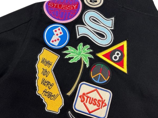Stussy ベースボールジャケット パッチ ブラック