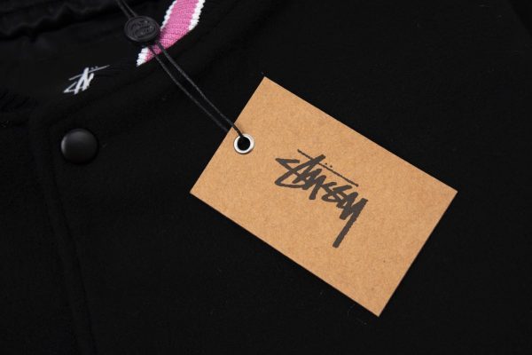 Stussy ベースボールジャケット トリム ブラック