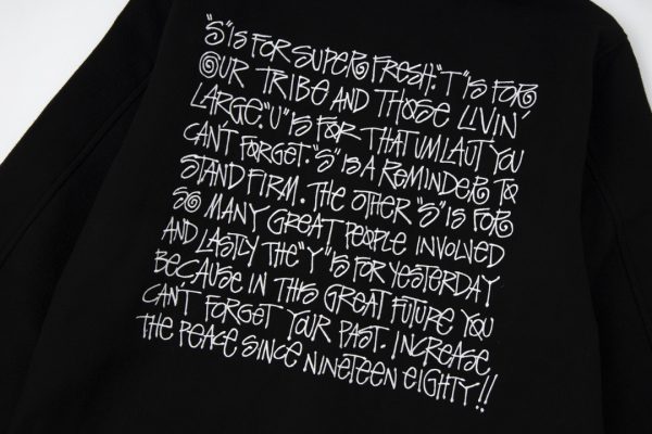 Stussy ベースボールジャケット トリム ブラック