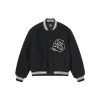 Stussy ベースボールジャケット ストライプ ブラック