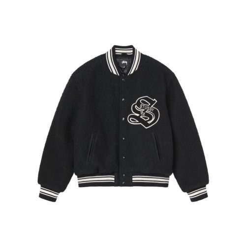 Stussy ベースボールジャケット ストライプ ブラック