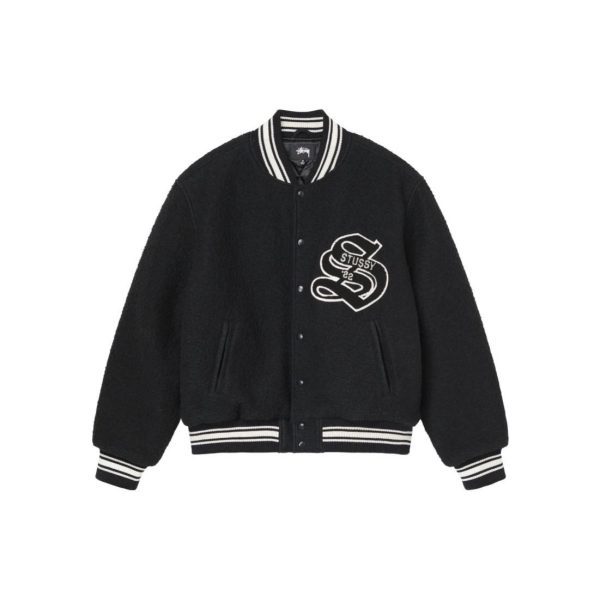 Stussy ベースボールジャケット ストライプ ブラック