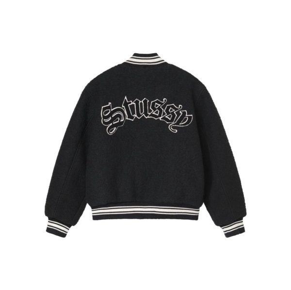 Stussy ベースボールジャケット ストライプ ブラック