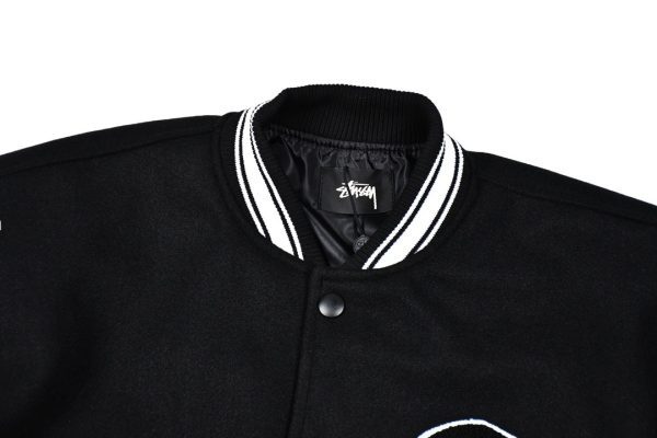 Stussy ベースボールジャケット ストライプ ブラック