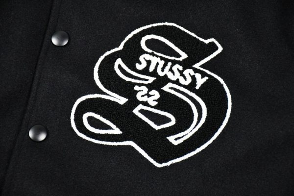 Stussy ベースボールジャケット ストライプ ブラック