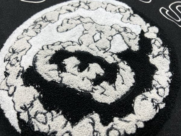 Stussy ベースボールジャケット カラフルパッチ ブラック
