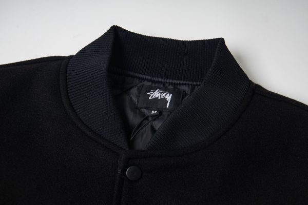 Stussy×CDG ベースボールジャケット コラボ刺繍 ブラック