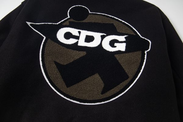 Stussy×CDG ベースボールジャケット コラボ刺繍 ブラック