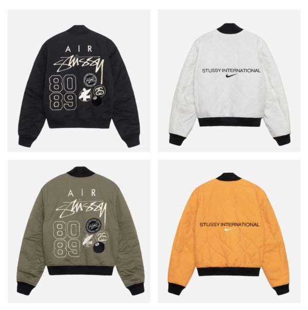 Stussy×Nike ベースボールジャケット ナンバー刺繍 ブラック