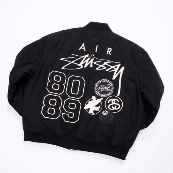 Stussy×Nike ベースボールジャケット ナンバー刺繍 ブラック