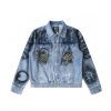 Stussy デニムジャケット ペイント柄 ライトブルー