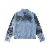 Stussy デニムジャケット ペイント柄 ライトブルー