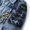 Stussy デニムジャケット ペイント柄 ライトブルー