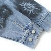 Stussy デニムジャケット ペイント柄 ライトブルー