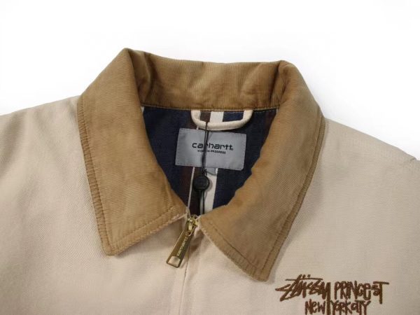 Carhartt×Stussy ワークジャケット 刺繍 ベージュ