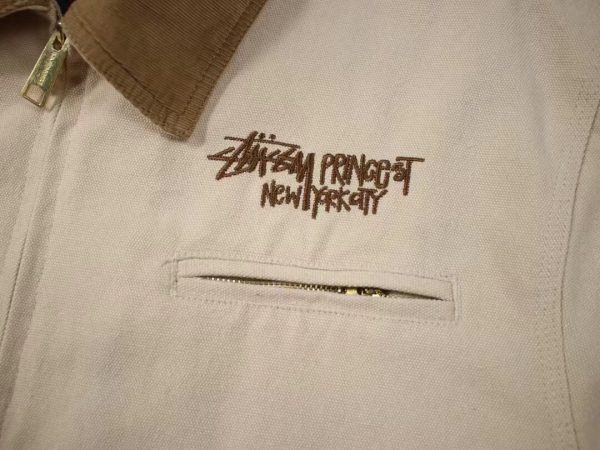 Carhartt×Stussy ワークジャケット 刺繍 ベージュ