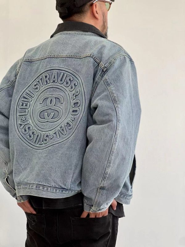 Stussy×Levi's デニムジャケット 刺繍 ブルー