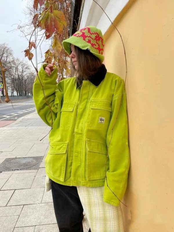 Stussy ワークジャケット 4ポケット ライムグリーン