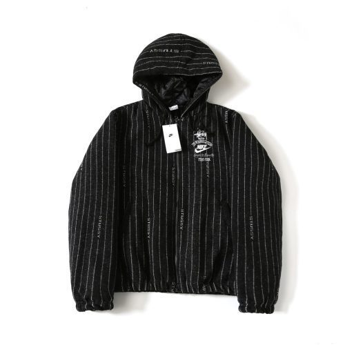 13434645681948881 Stussy×Nike フードジャケット ストライプ ブラック